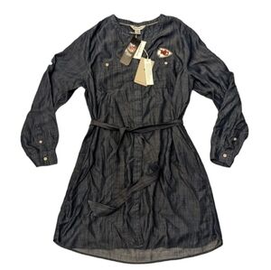 NWT Tommy Bahama KC Chiefs Blue Chambray Buttoned Belted Shirt Dress Medium